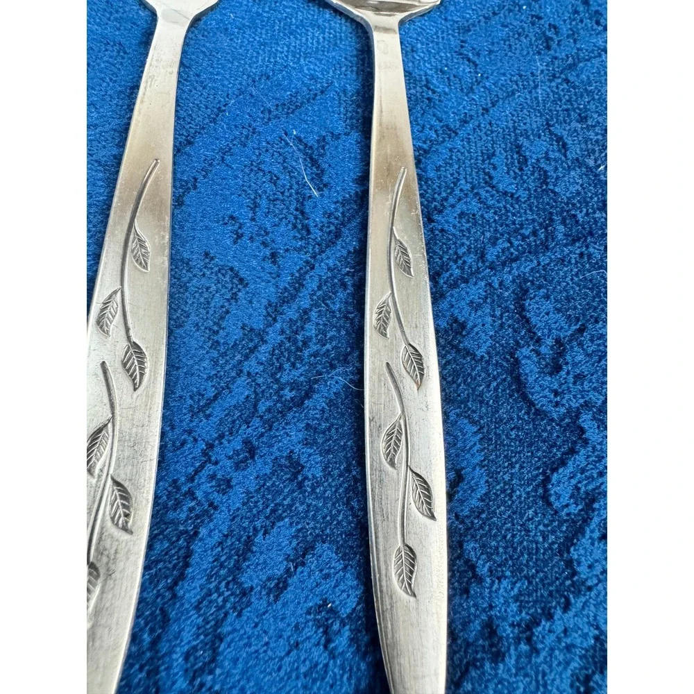 National‎ Stainless Haiti Flatware Japan Leaf Pattern Spoon and Spreader Knife